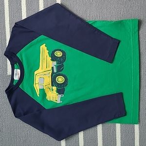 Hanna Andersson Long Sleeve Baseball Tee | Dump Truck Graphic EUC | Sz 120 (6-7)